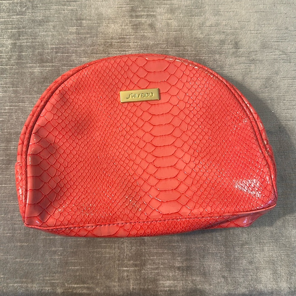 Patent faux snake Leather gold metallic zipper Cosmetic necessity bag  new